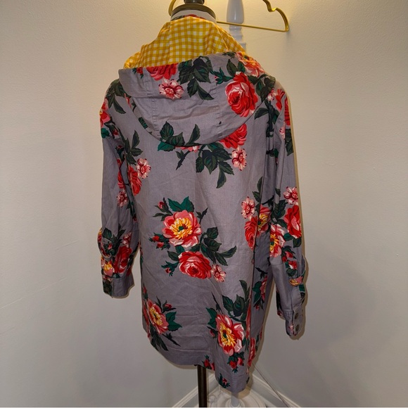 Matilda Jane Women’s Small Grey Red Floral Anorak Full Zip Rain Jacket - Picture 6 of 8